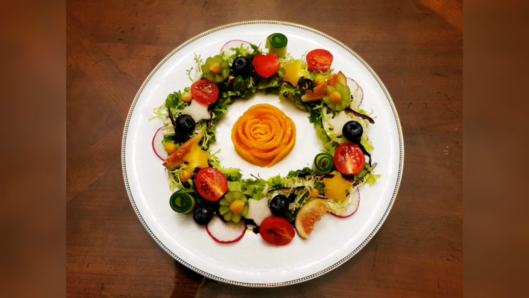 0难度|花好月圆蔬菜水果沙拉|低脂纯素