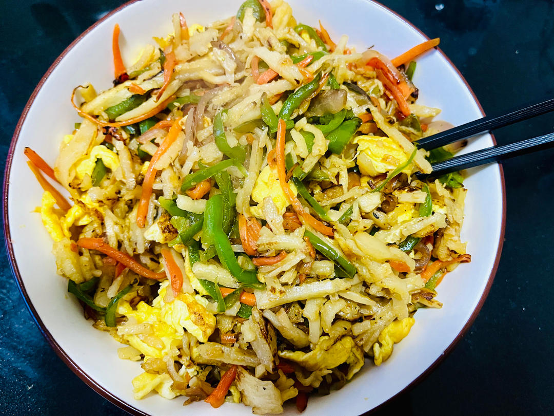 番茄鸡蛋炒饼丝