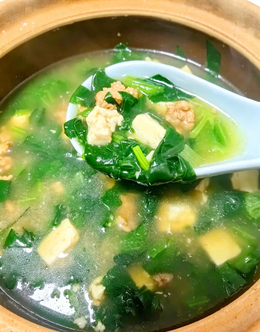 肉沫白菜豆腐汤