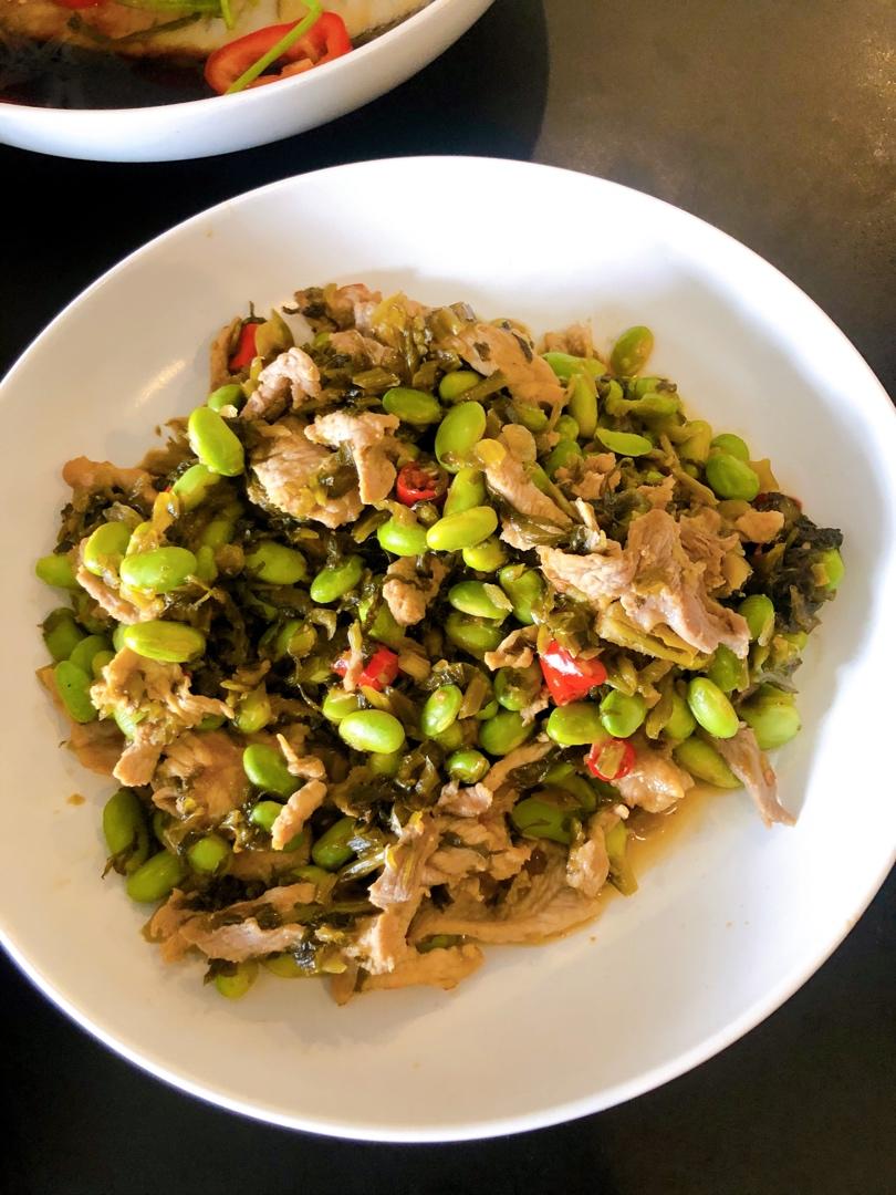 雪菜毛豆肉丝