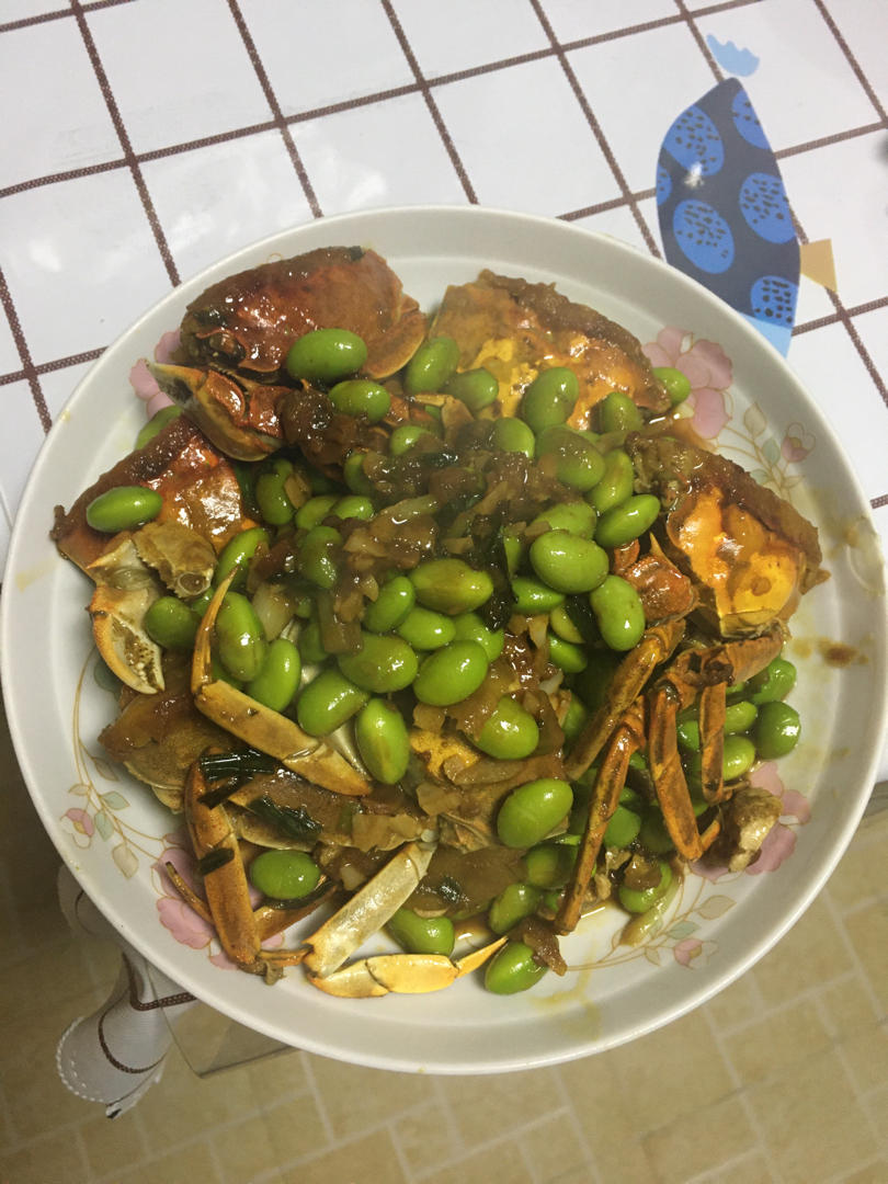 面拖蟹，毛豆炒，论六月黄的最佳打开方式