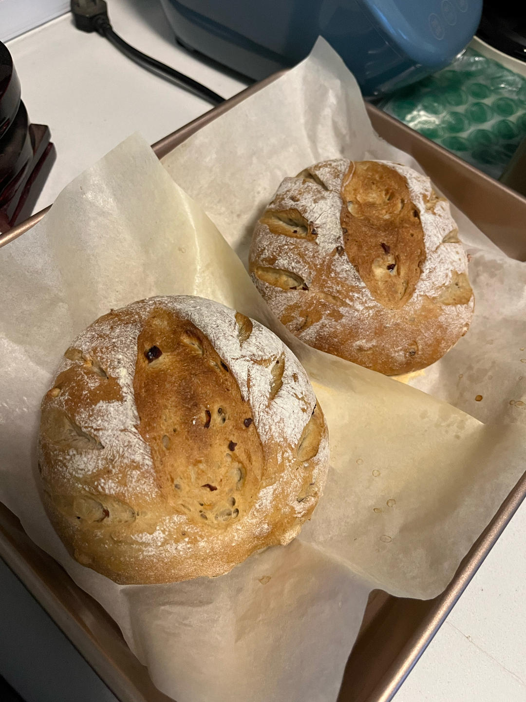 全麦蔓越莓核桃软欧包