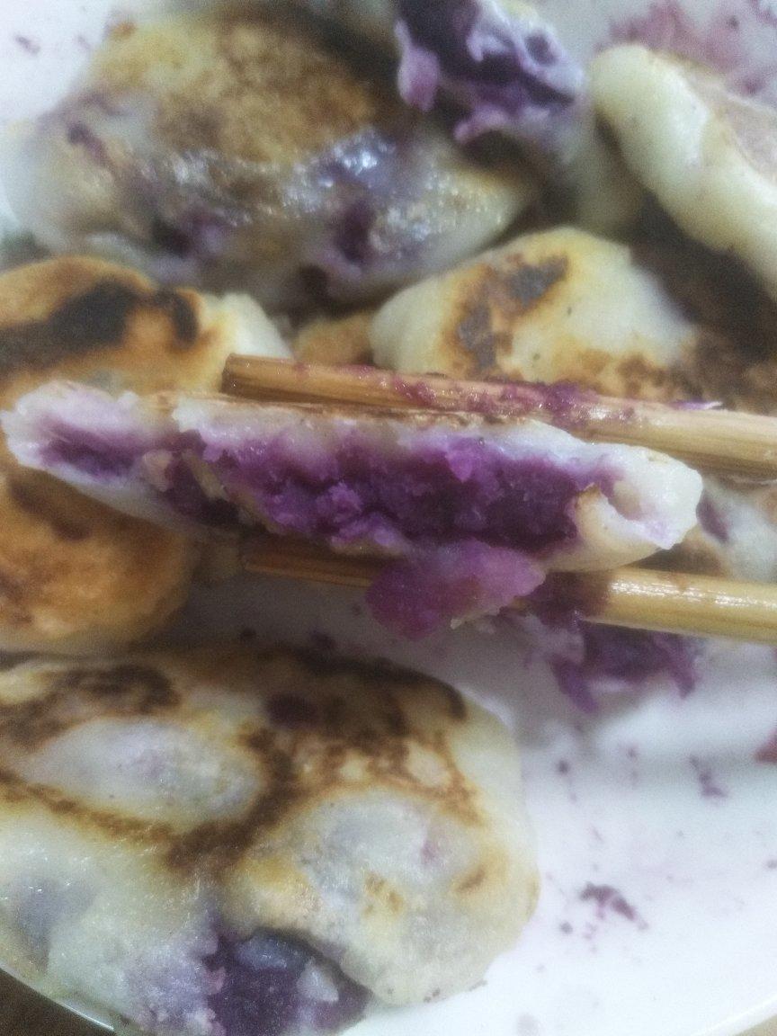 软糯香甜❗️平底锅奶香紫薯糯米饼