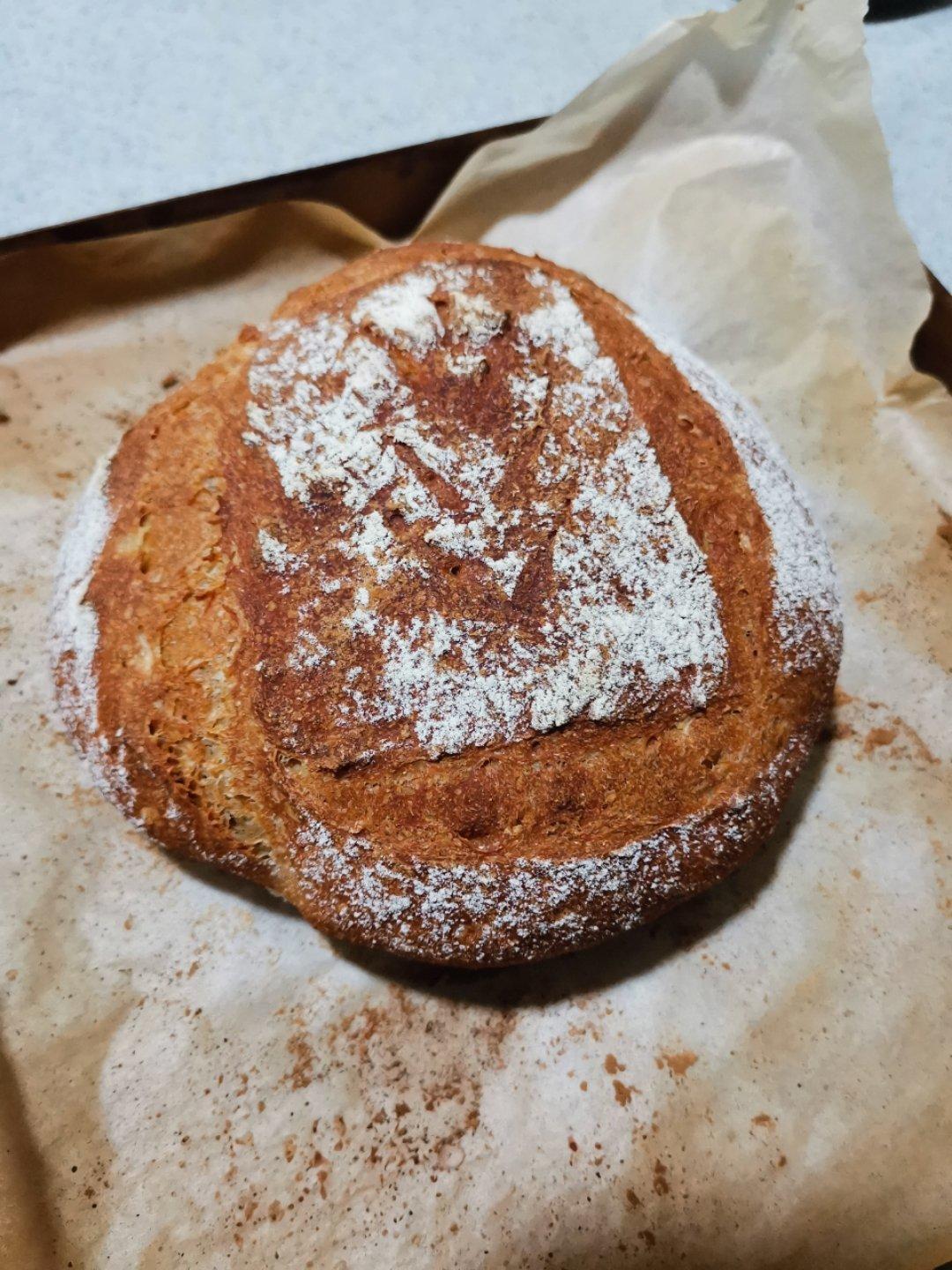 全麦黑麦欧式乡村面包（免揉）