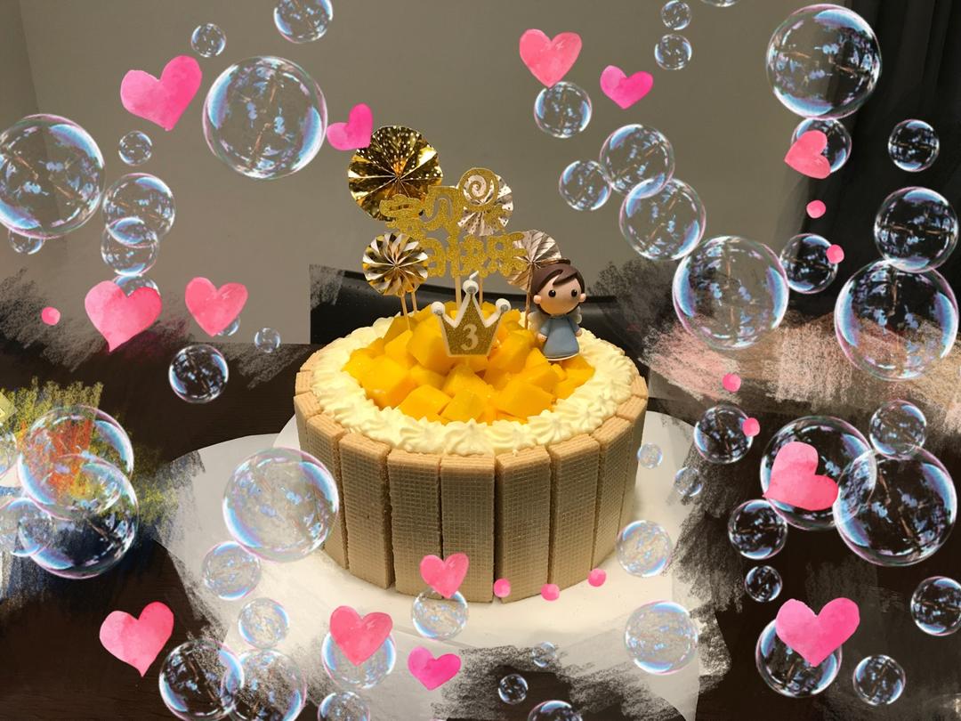 生日蛋糕教程【威化饼干围边】