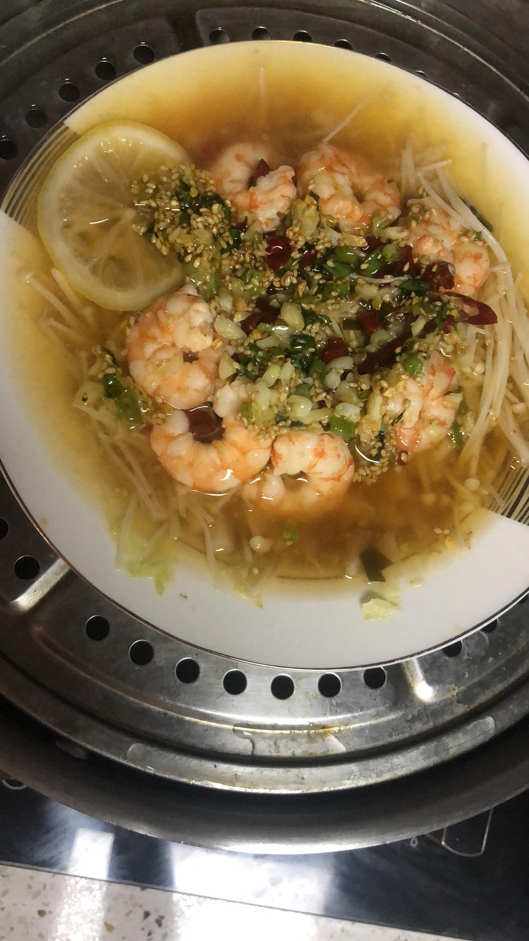 金针菇粉丝蒸虾仁