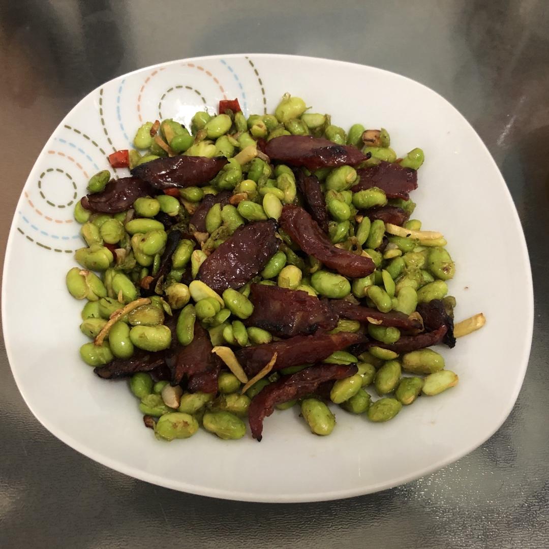 下饭的腊肠炒毛豆