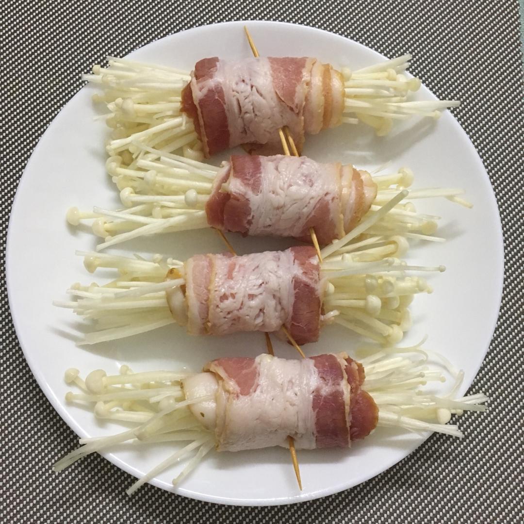 香煎培根金针菇卷