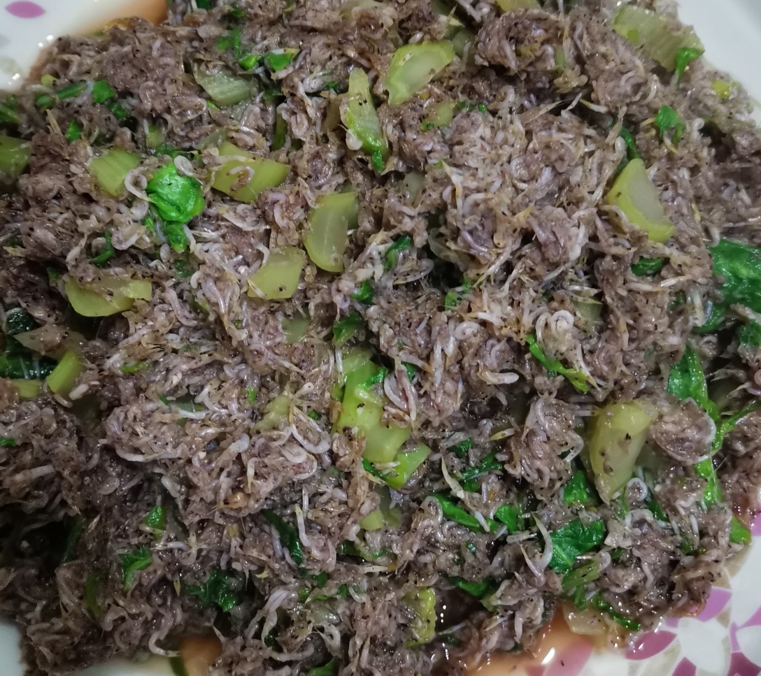白菜蕻炒虾籽的做法
