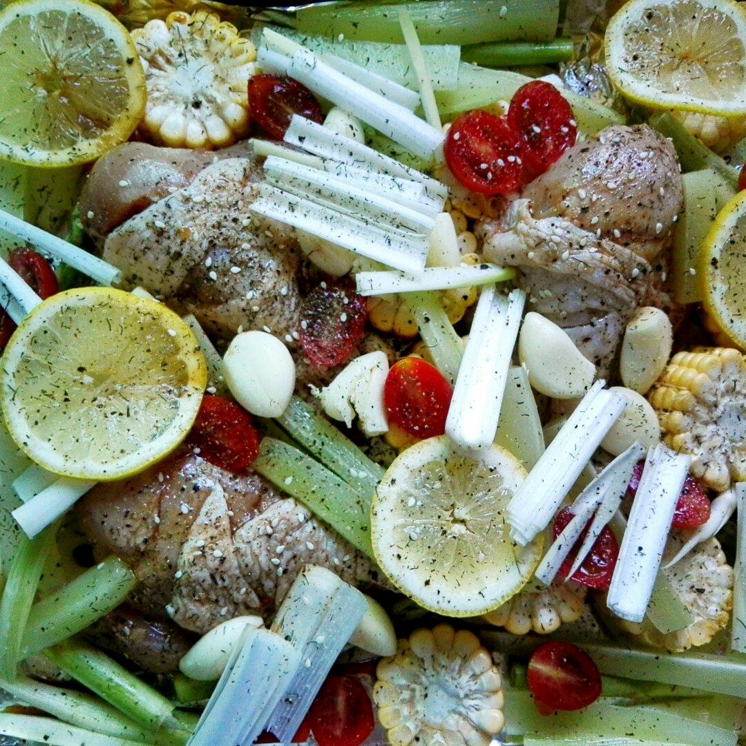柠香时蔬烤鸡腿（中西合璧）