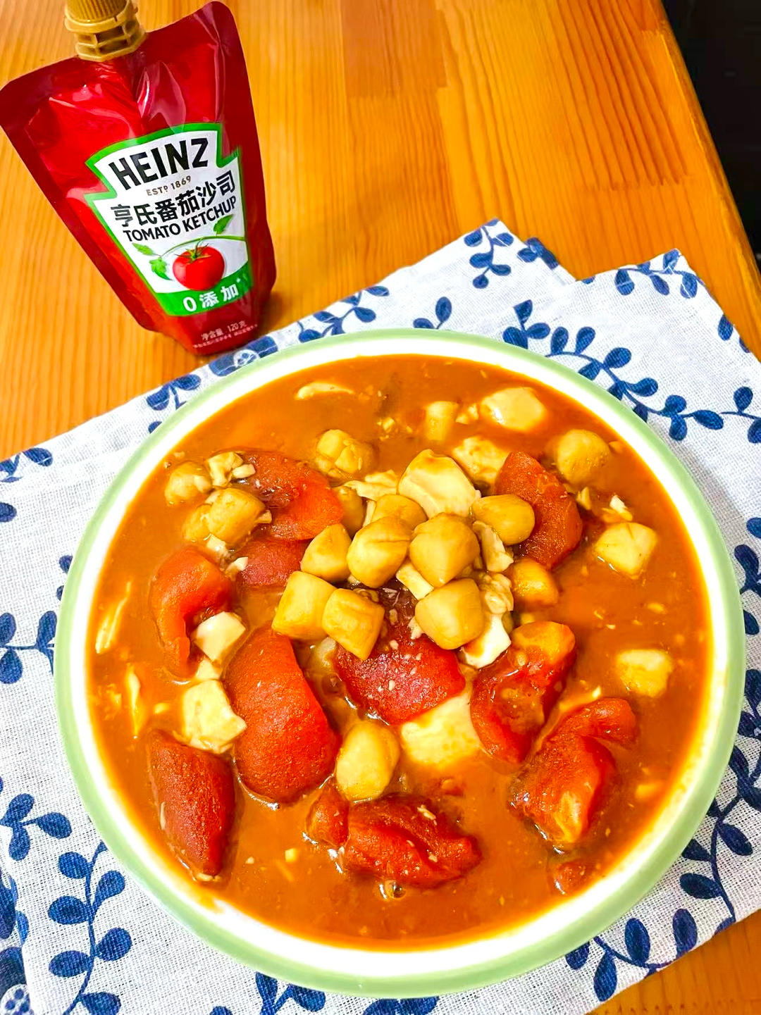 番茄烩贝柱嫩豆腐🍅