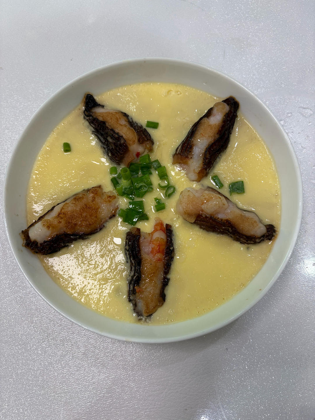 羊肚菌虾滑蒸蛋