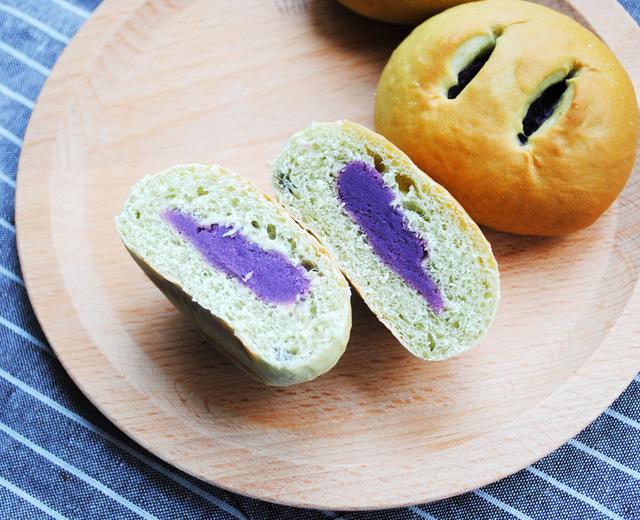 抹茶紫薯小餐包的做法