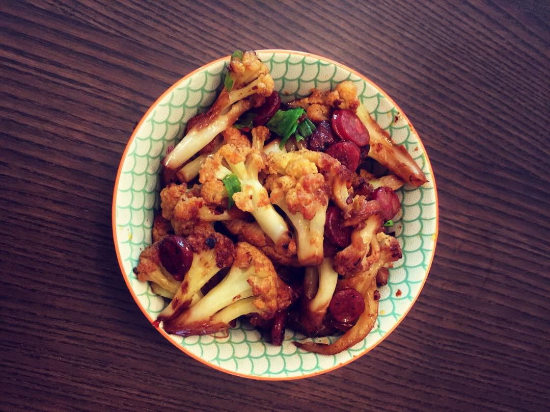 腊肉炒有机花菜