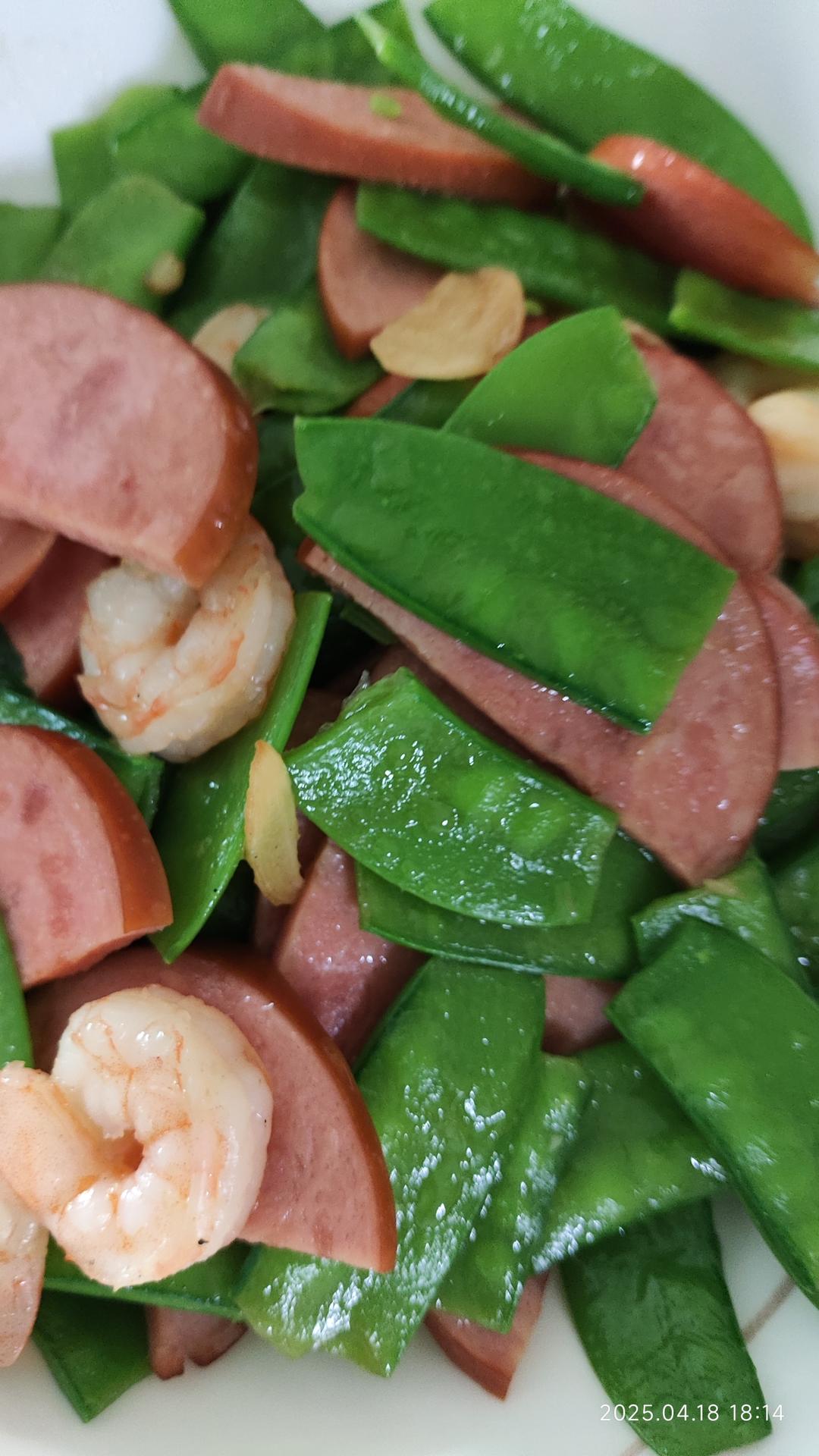 虾仁炒荷兰豆什锦