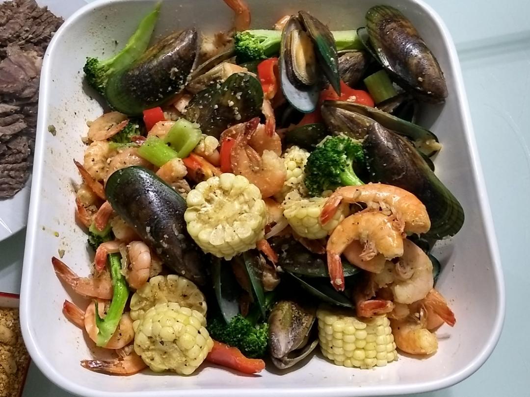 cajun 风味虾，蒜蓉味