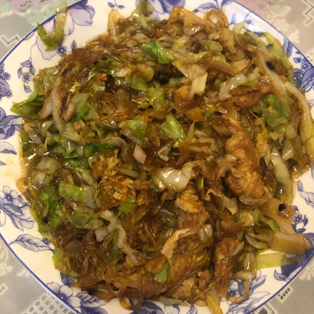 包菜粉丝炒鸡蛋