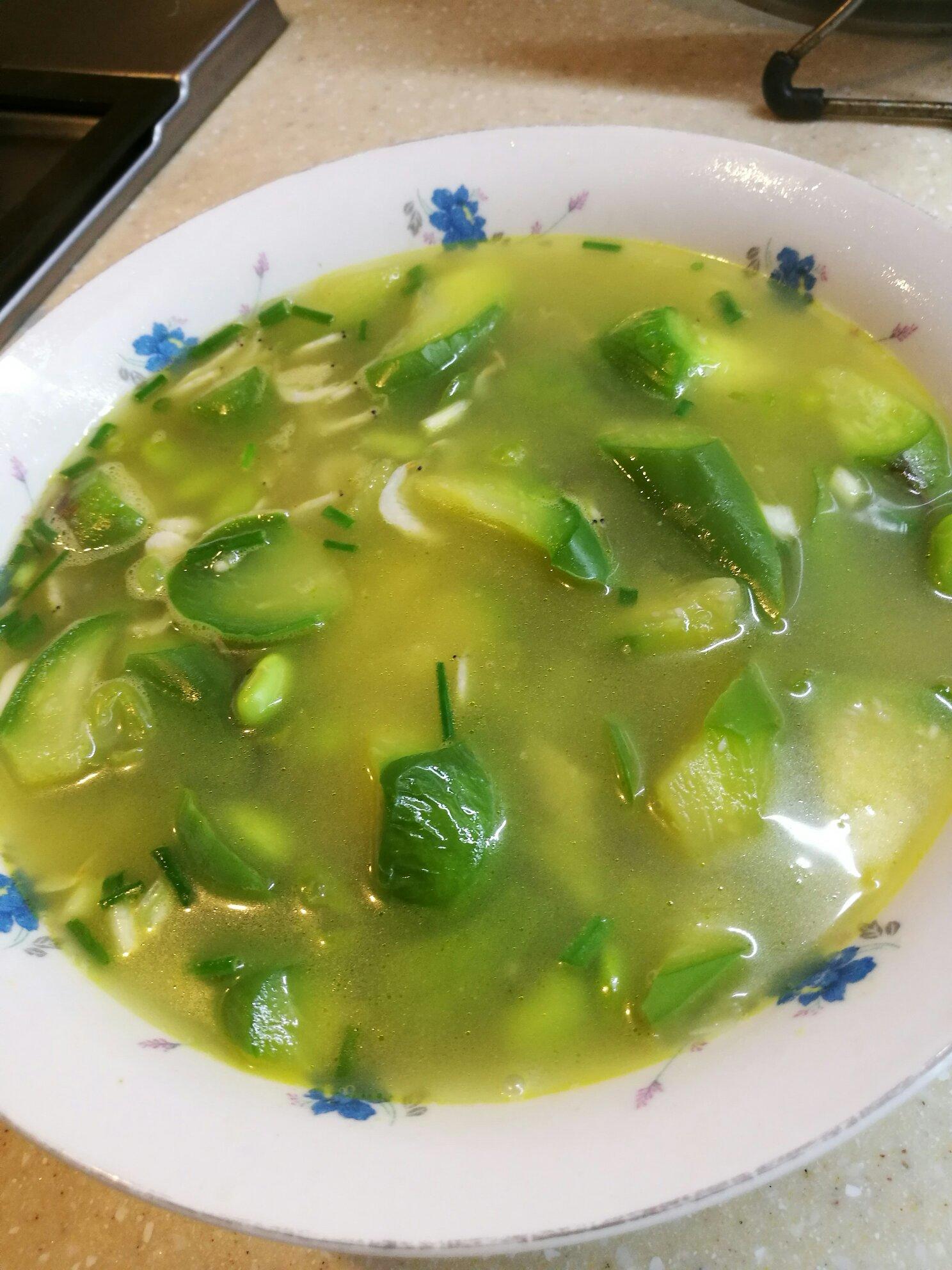 经典沙地农家菜 绿皮茄子毛豆/洋扁豆汤
