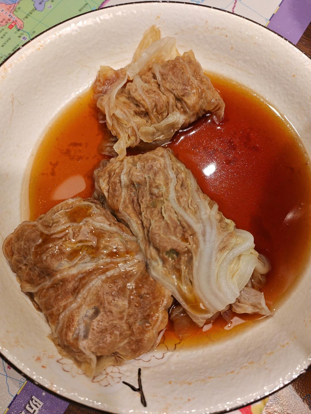 清蒸白菜包肉