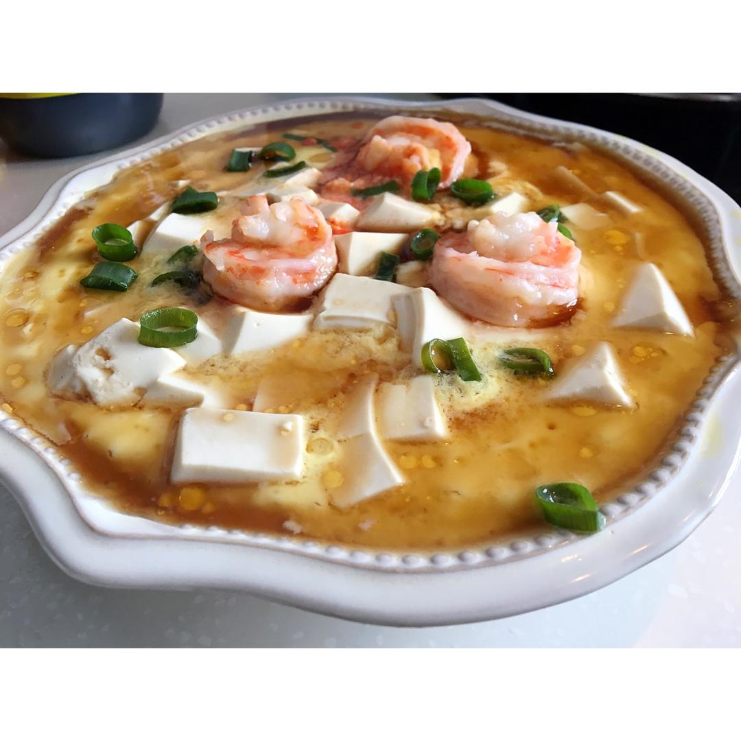 虾仁豆腐蒸水蛋