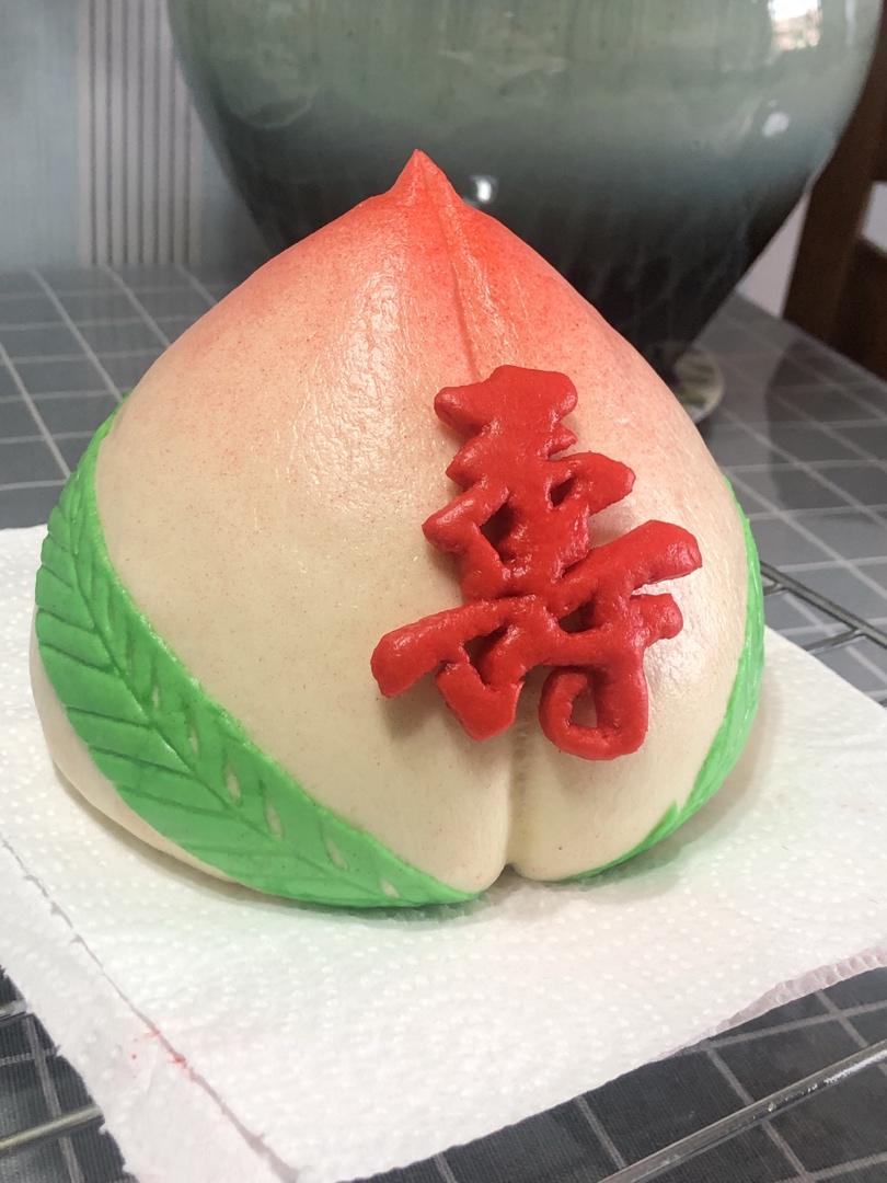 专业书匠业余厨子做的老人生日纯手工祝寿寿桃