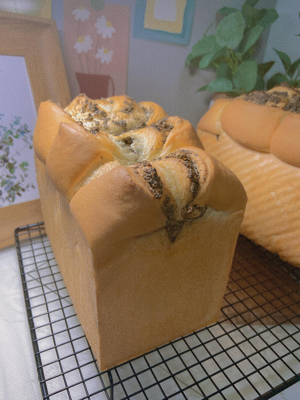 波兰种（冷藏法）黑芝麻奶酥吐司