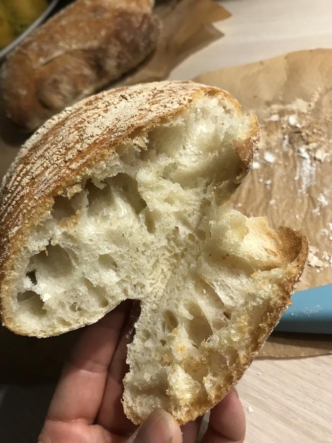 简单易做的意大利拖鞋面包（Ciabatta）的做法