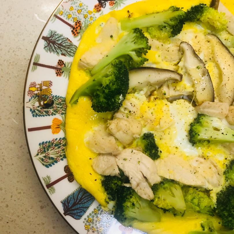 减脂增肌-香肠鸡胸肉西兰花烘蛋