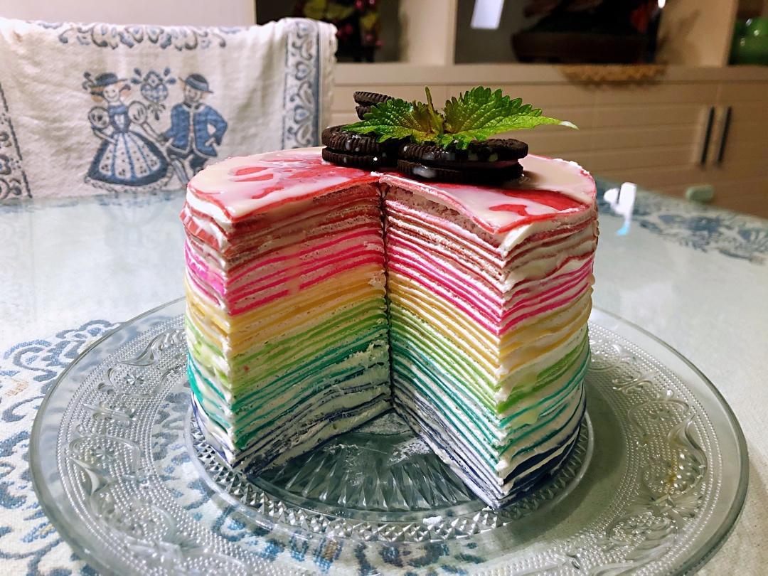 彩虹千层蛋糕 彩虹可丽饼(Mille Crepe Cake)
