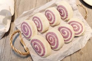 奶香紫薯双色馒头卷的做法 步骤12