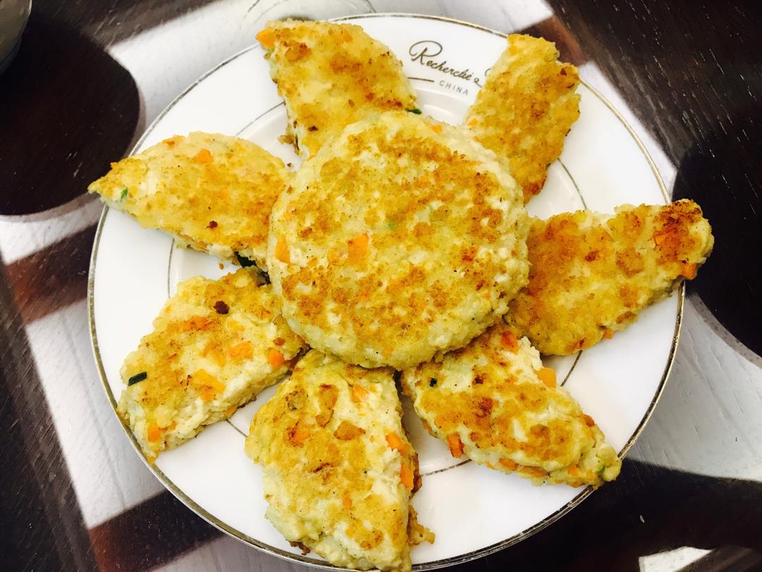 nanowang做的无油鸡肉豆腐饼