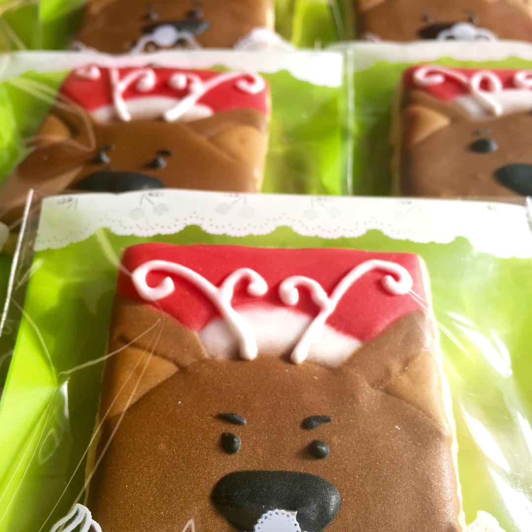 圣诞卡通糖霜饼干--圣诞老人和麋鹿
