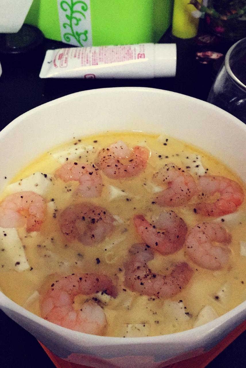 虾仁豆腐蒸水蛋