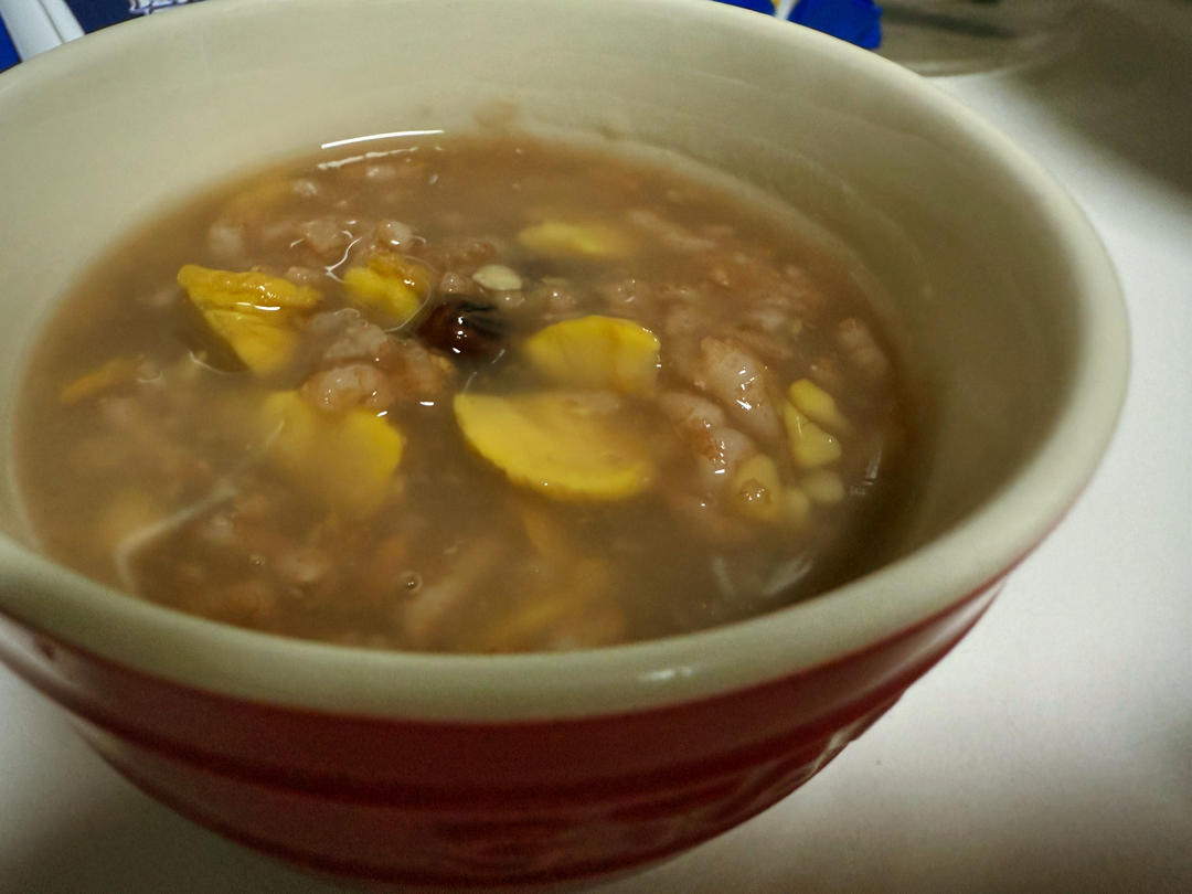 冬日暖暖红豆栗子粥