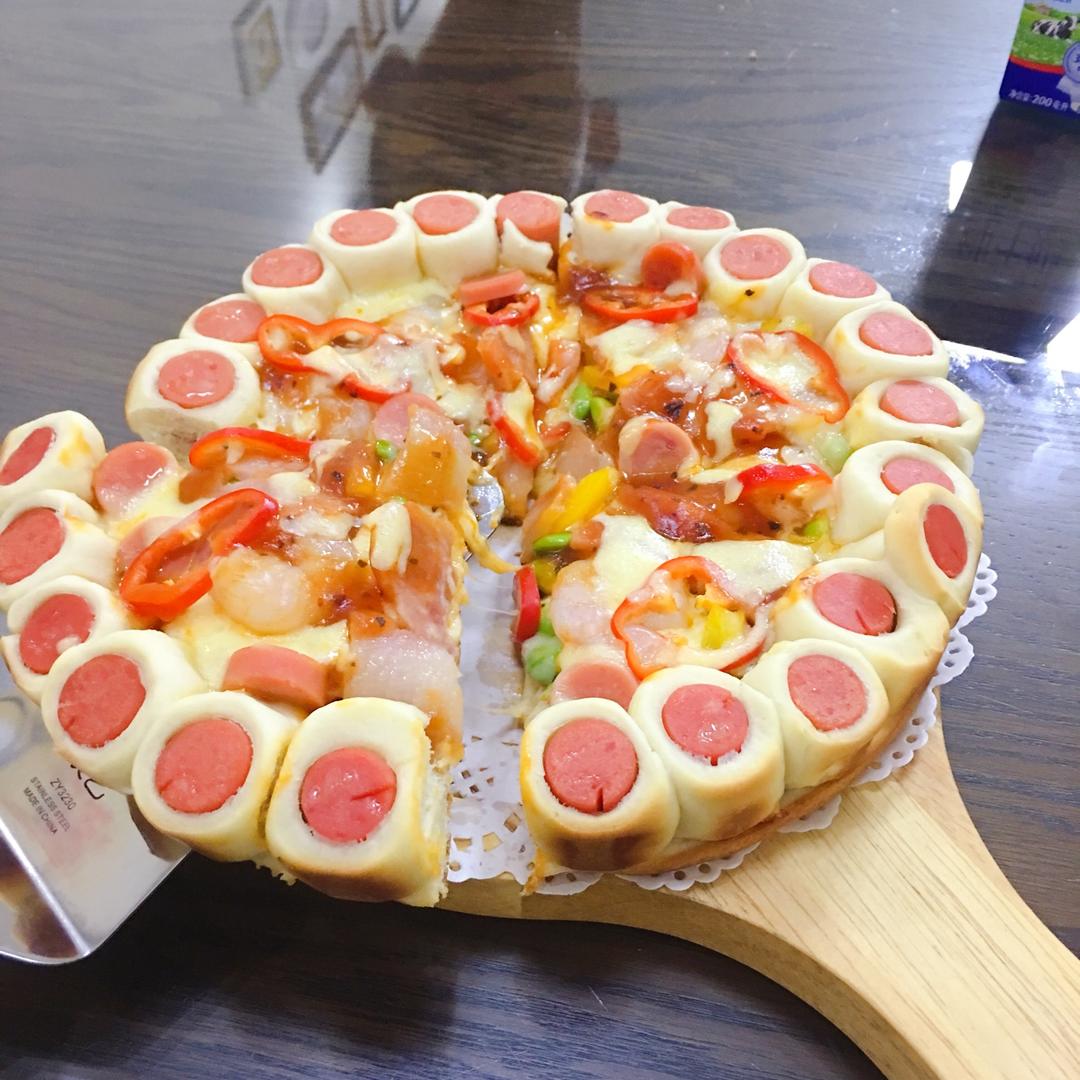 自制花边鲜虾培根披萨
