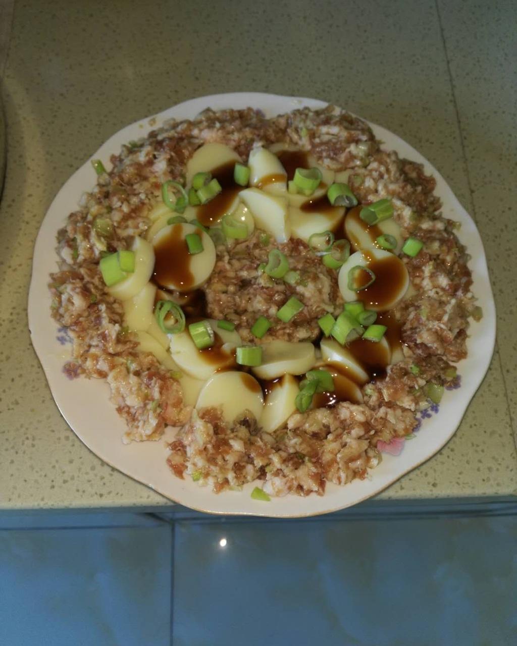 嫚晓步做的肉末蒸日本豆腐
