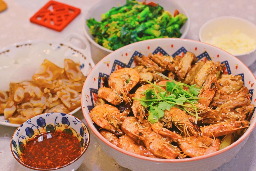 十三香鸡翅焖虾