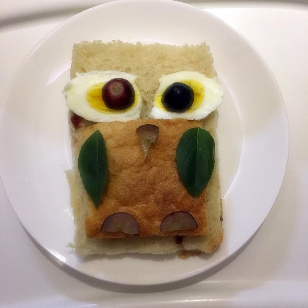 超萌猫头鹰吐司早餐