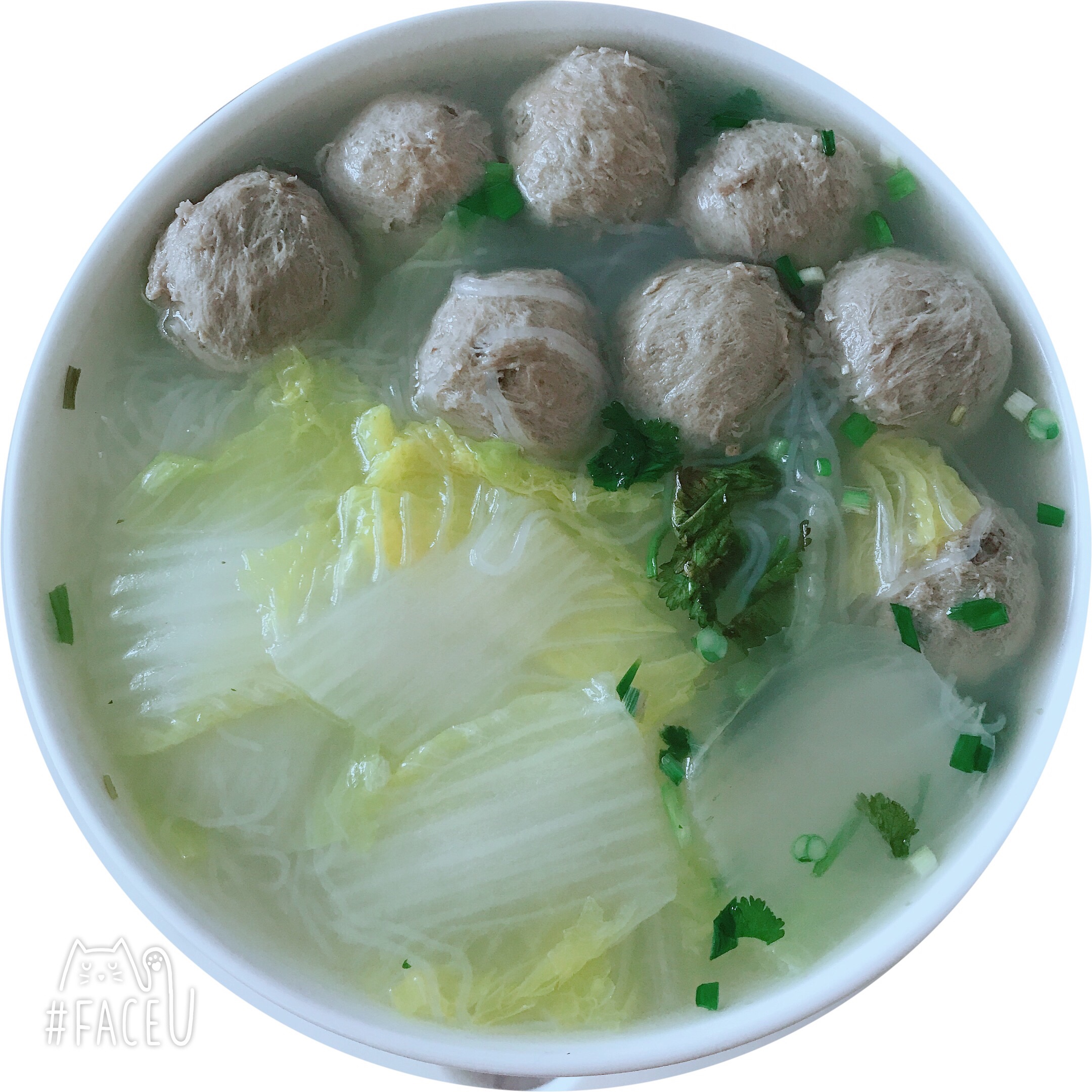 午餐-牛肉丸子白菜粉丝汤-无油低盐健康食的做法 步骤5