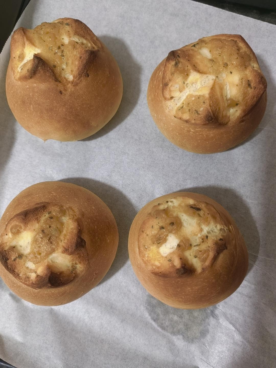 蒜香黄油餐包～一次发酵