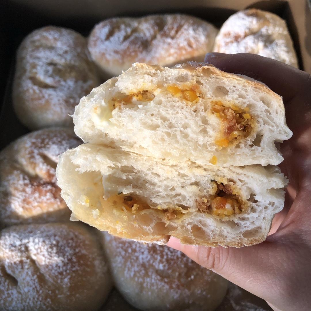 超软全麦咸蛋黄肉松面包-中种法