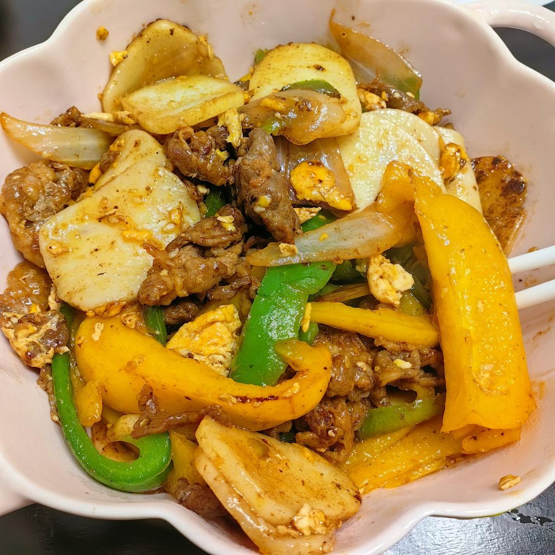 牛肉彩椒炒年糕