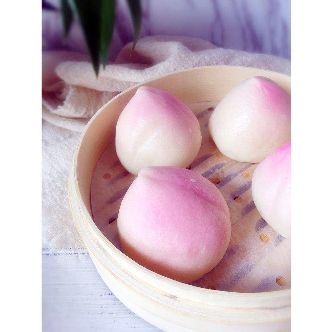 静的时光9做的寿桃蜜豆包子