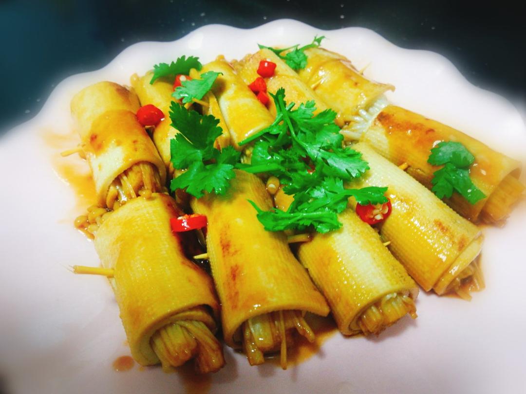 ㊙️超下饭，超好吃的豆腐皮卷金针菇‼️