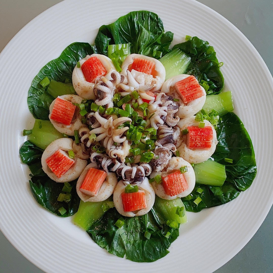 葱油白灼墨鱼鱿鱼