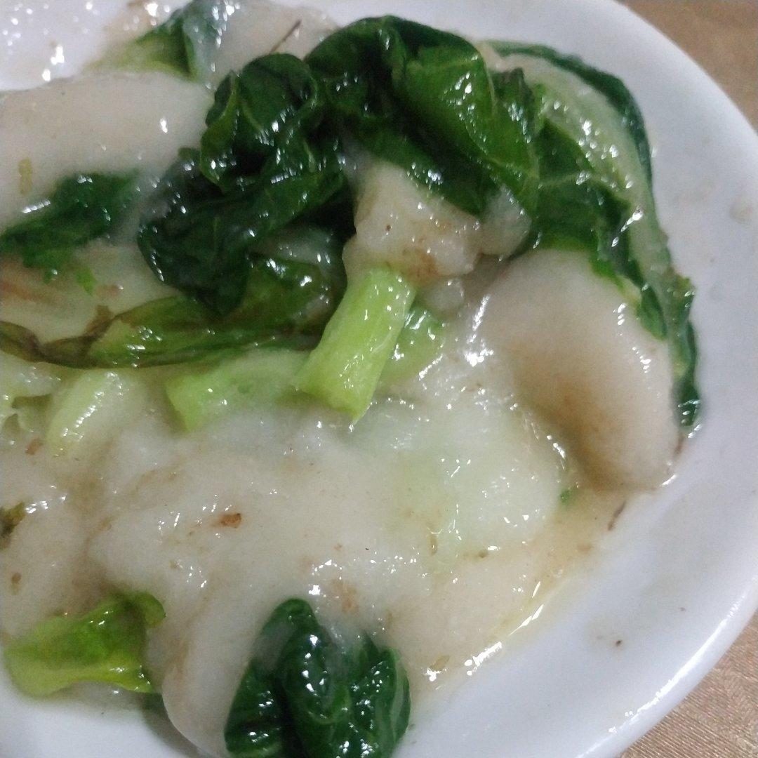 白菜苔炒糍粑