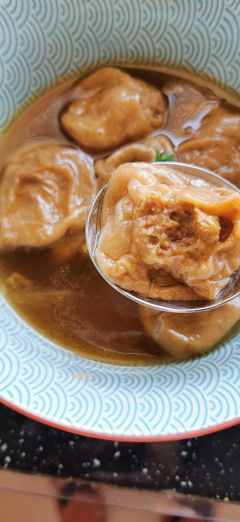 鸡汤面筋塞肉的做法 步骤11