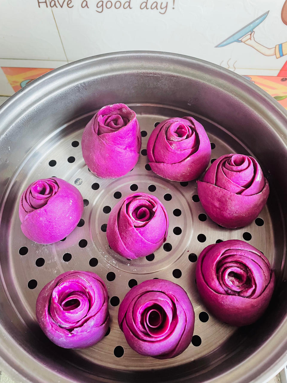 紫薯玫瑰花馒头