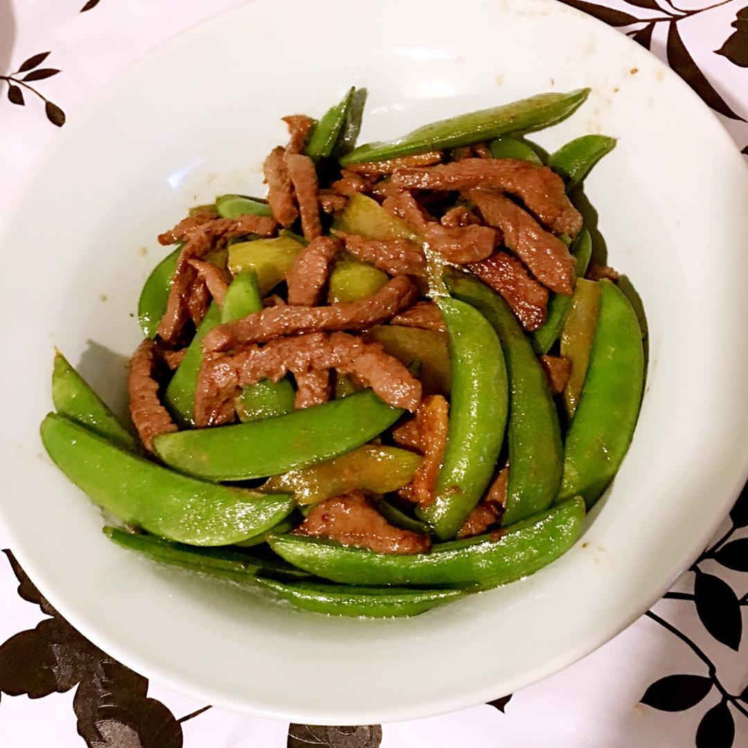 nina做的甜豆炒牛肉