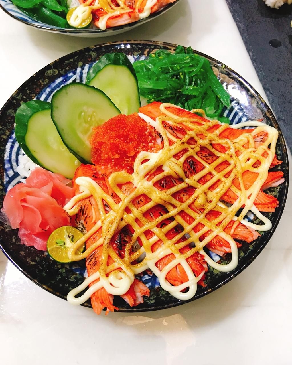 jetoyshine做的炙烧蟹棒盖饭